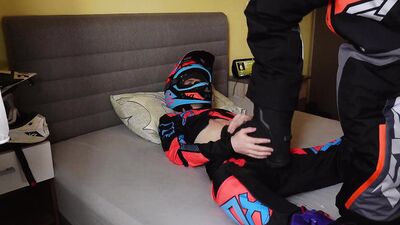 Trampling on me Boyfriend in Snow Gear and give him Blowjobs