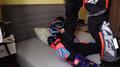 Trampling on me Boyfriend in Snow Gear and give him Blowjobs
