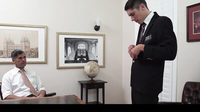 MissionaryBoys - Hunk Silver Daddy Bareback Younger Dude On Desk & Shoots His Load On Him