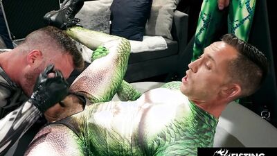 Hero's Chained & Fisted By Hunk Villain - FistingInferno