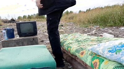 A homeless man found a masturbator in the trash and fucked him hard