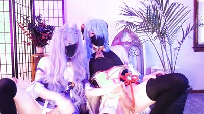 Genshin Impact Femboys: Ganyu & Keqing Fuck, Toy & Cum!