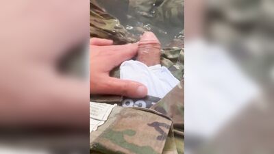 First piss-pee video! Watch while army specialist gets in a tub in uniform and begins to wet himself!