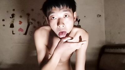Young Asian Cute Boy’s Ruin Cottage Masturbation, Cumming, Moaning