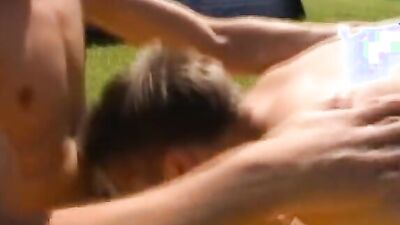 Two skinny gay fellows are fucking out in the open