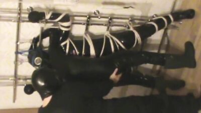 Tied up bloke is having fun in some gay action