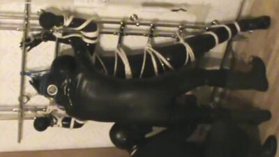 Tied up bloke is having fun in some gay action