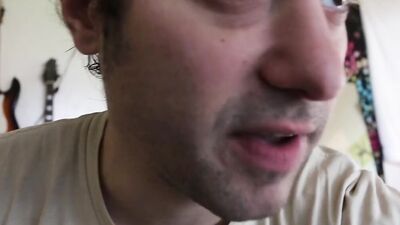 Gay fella is enjoying in a video call with his naughty boyfriend