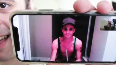 Gay fella is enjoying in a video call with his naughty boyfriend