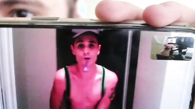 Gay fella is enjoying in a video call with his naughty boyfriend