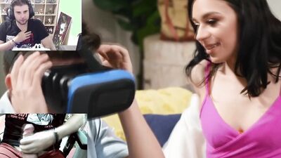 VR Sex Turns to Real Threesome Bisexual Fun- Reaction