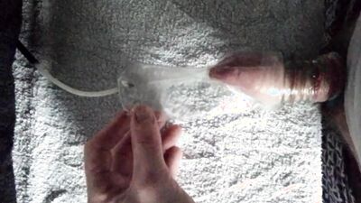 Hairy Cock And Balls With Rubber Bands And Condom Vacuum Suck Play With Juice Bottle