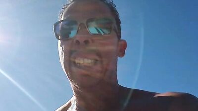 Muscular guy public masturbation at a popular park. People passing by...interrupting him! RISKY!!!