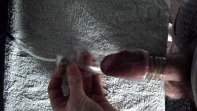 Hairy Cock Vacuum Suck Play With Juice Bottle