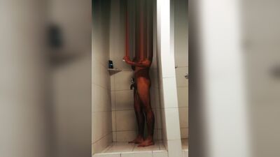 skinny daddy almost discovered by boss in the shower at work