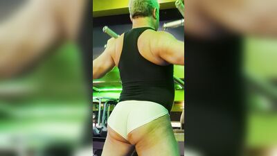 Working out in the itiniest of shorts
