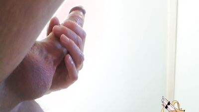 Solo bisexual sexy male masturbation lubed fat cock and cum
