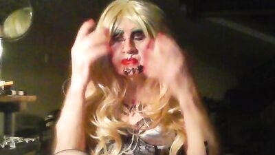 Sissy Pig Sarah Millward, Smokes, Rams 8" Dildo Up Her Hole, Uses Mouth As An Ashtray and Toilet, Wanks to Cumshot, Drinks Cum