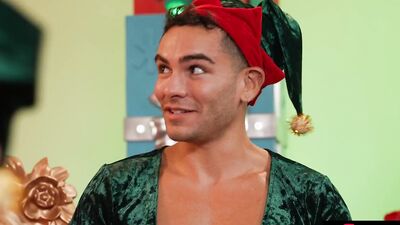 Santa's Dirty Little Slut Jock Elves Are Spitroasting Hard