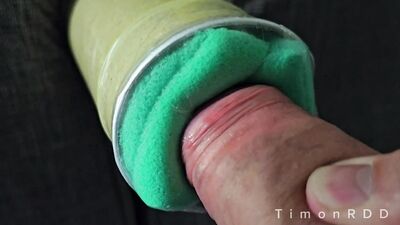 Straight guy fucks a homemade masturbator while watching porn