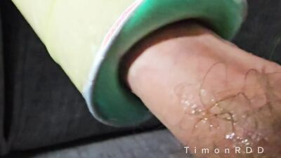 Straight guy fucks a homemade masturbator while watching porn