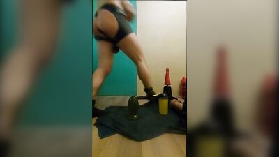 Stretching my ass up with a barrage of huge toys