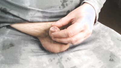Young guy's penis close-up in live stream
