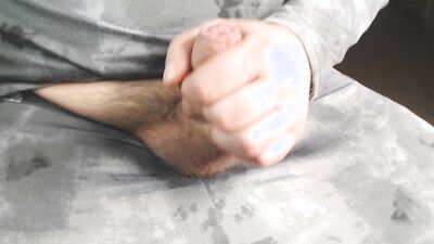 Young guy's penis close-up in live stream