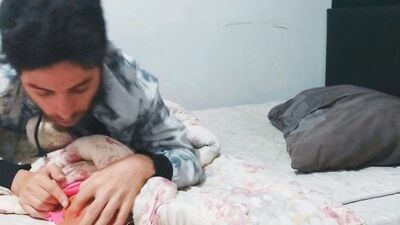 He wakes up his girlfriend by licking her pussy