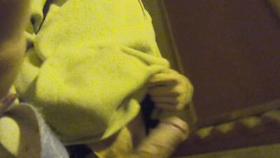 twink amateur guy in public show off cock walking by the street on city center