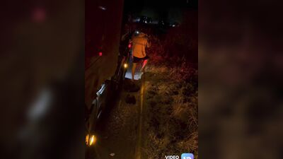 Naked trucker at roadside