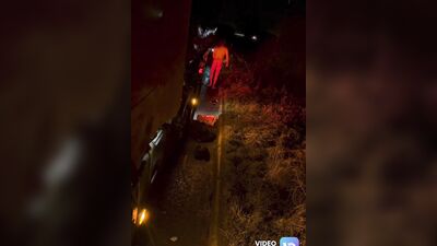 Naked trucker at roadside