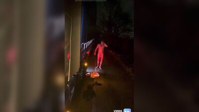Naked trucker at roadside