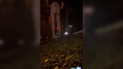 Naked trucker at roadside