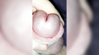 Close up precum and foreskin play