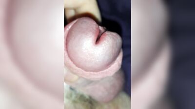 Close up precum and foreskin play