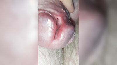Close up precum and foreskin play