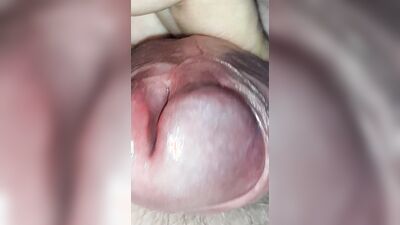 Close up precum and foreskin play