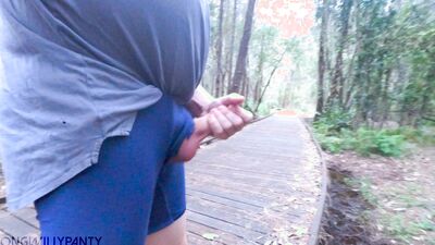 Amateur straight guy walks around with his cock hard and on show