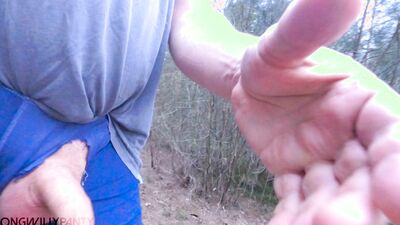 Amateur straight guy walks around with his cock hard and on show