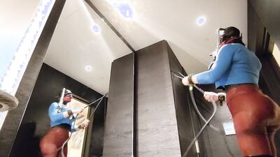 Sissy trapped into selfbondage in hotel room