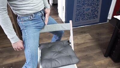 Rubbing in my Levi's jeans and moaning while fucking the chair and cum accidently