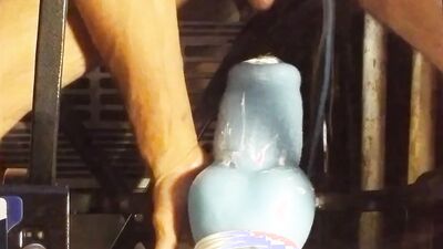 Private Video, Outside in Workshed Riding XL knotted Dildo
