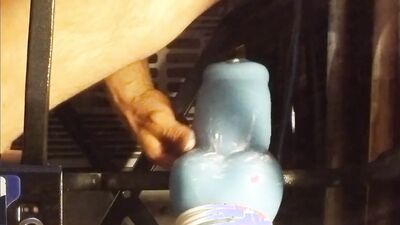 Private Video, Outside in Workshed Riding XL knotted Dildo