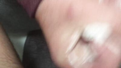 Caught jerking off in bathroom ends in sucking and cum mess