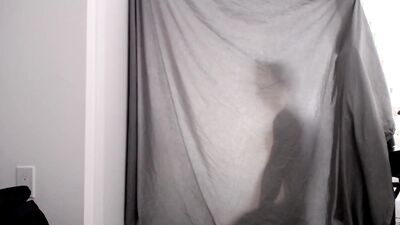 BJ & anal play behind a curtain. You can only see the shadow
