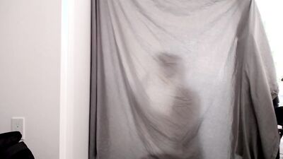 BJ & anal play behind a curtain. You can only see the shadow