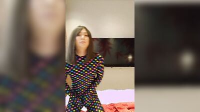 Japanese amateur crossdresses wearing morphsuit masturbate