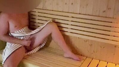 Risky sauna masturbation