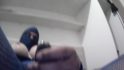 Playing with anal furry plug, showing my long nude toenails, CD tits and pierced cock